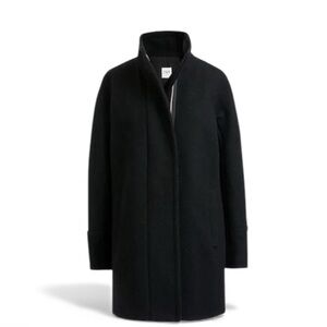 J. Crew Factory Wool Blend Funnel Neck City Coat, Black